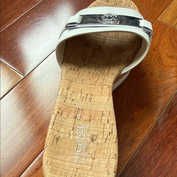 Michael Kors White and Silver Slide Sandals - Picture 5 of 6